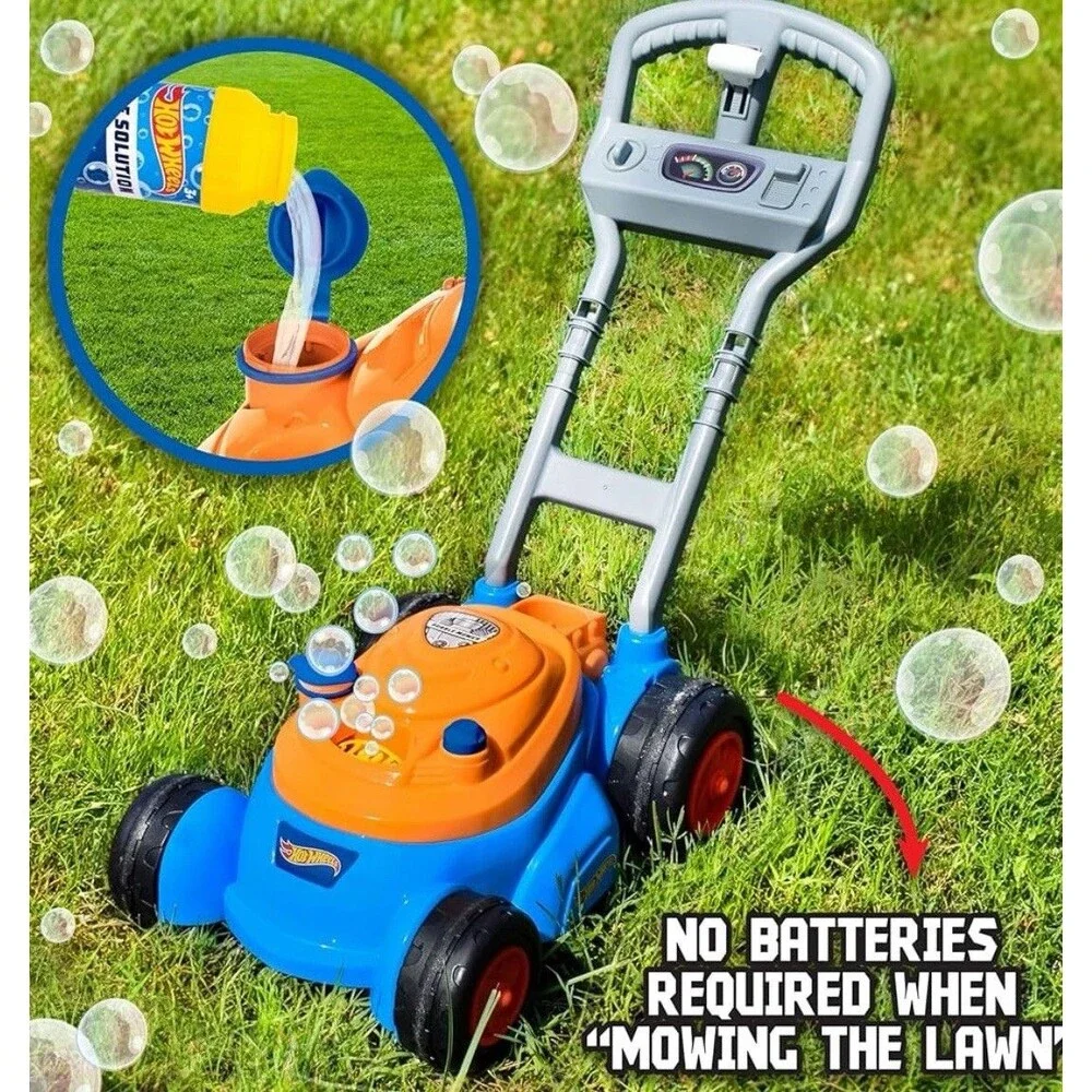 Hot Wheels Bubble Lawn Mower Toddlers Summer Toy Indoor Outdoor‎ Garden Birthday